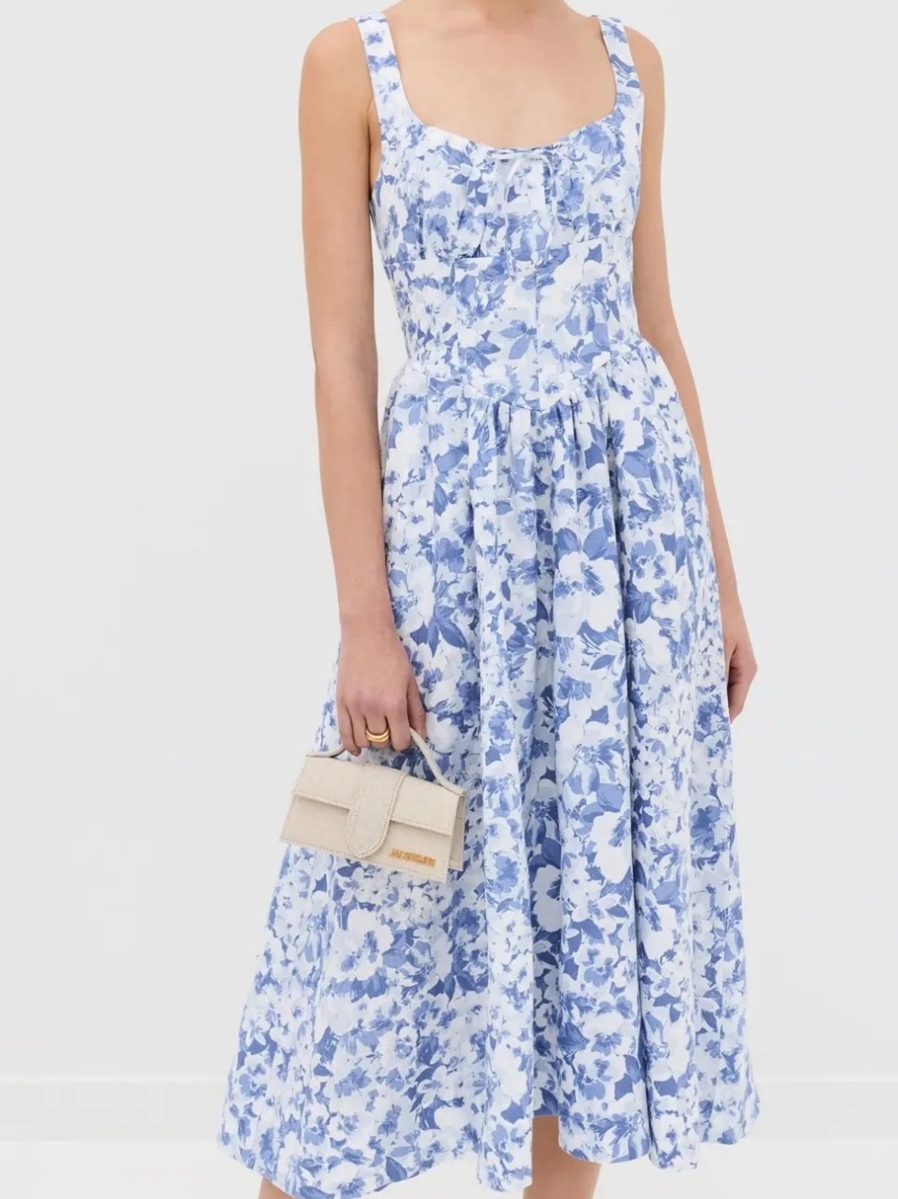 Reformation Baila 100% Linen Floral Coastal European Summer Dress Size: 2